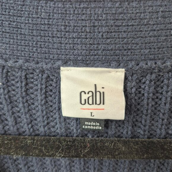 Cabi Sweater Womens L Blue Cotton Blend Textbook Cardigan V Neck Preppy Approxi - Picture 5 of 8